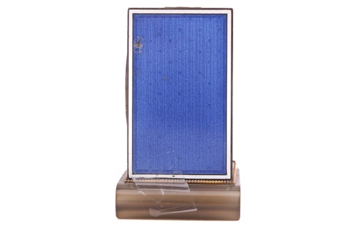 Lot 309 - A miniature French blue guilloche enamel...