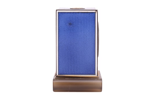 Lot 309 - A miniature French blue guilloche enamel...