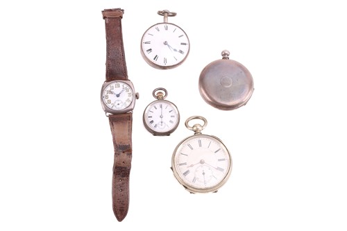 Lot 400 - Four-pocket watches and a trench watch,...