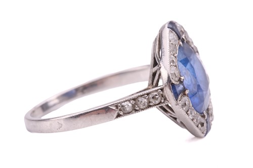 Lot 42 - An Art Deco sapphire and diamond ring, circa...