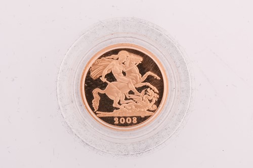 Lot 308 - A 2008 three-coin gold proof sovereign set,...