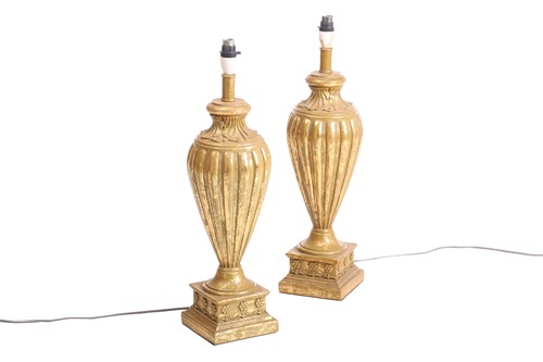 Lot 154 - A pair of large carved wood and gilt gesso...