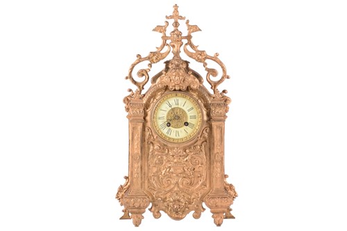 Lot 195 - A Nineteenth-century gilt metal mantel clock,...