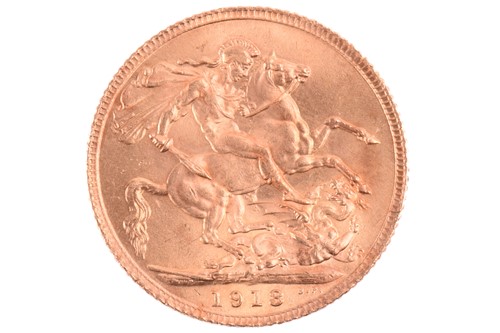 Lot 395 - A George V full sovereign, dated 1913, St...