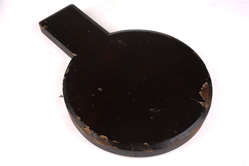 Lot 75 - A lacquer-cased Japanese bronze mirror, with...