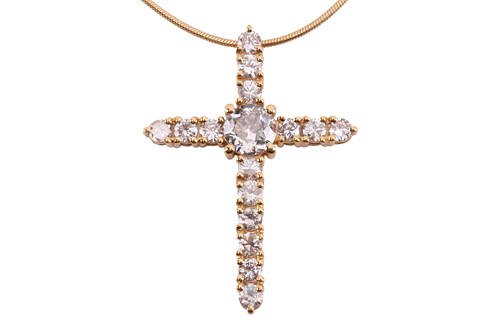 Lot 18 - A diamond cross pendant, set with an old cut...
