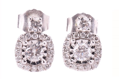 Lot 156 - A pair of diamond cluster earrings, each...