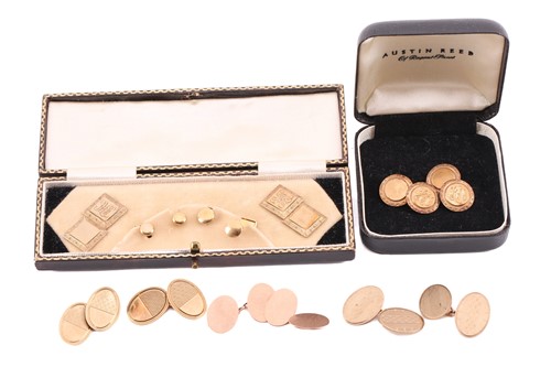 Lot 135 - Four pairs of elliptical cufflinks and a dress...