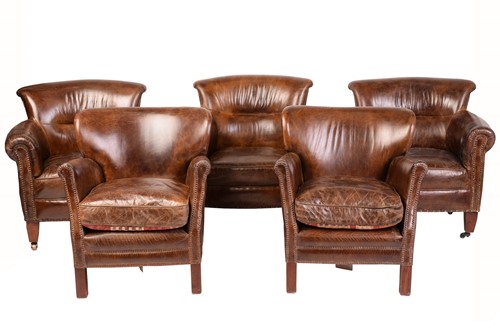 Lot 107 - A set of three Edwardian-style distressed...