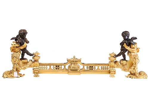 Lot 153 - A pair of Napoleon III style figural chenets,...