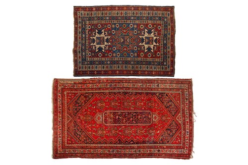 Lot 181 - A small antique red ground Caucasian Lesghi...