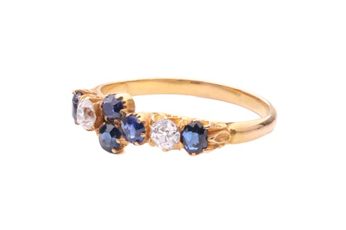 Lot 29 - A late Victorian half hoop sapphire and...