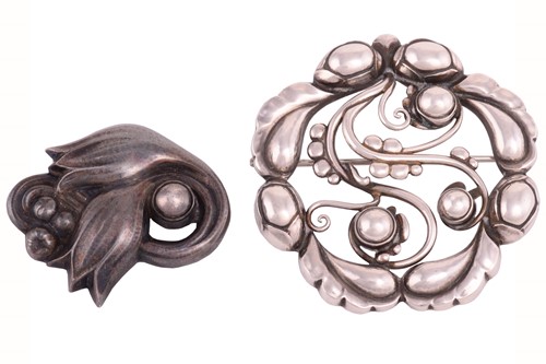 Lot 203 - Georg Jensen - a tulip brooch and an openwork...