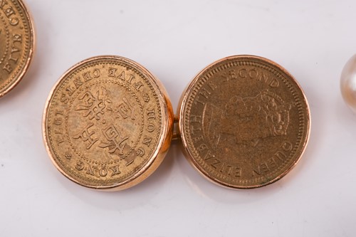 Lot 37 - Three pairs of cufflinks; including a pair of...