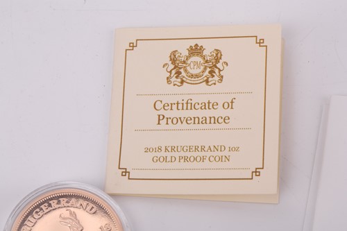 Lot 398 - A 2018 Krugerrand 1-oz Gold proof coin in a...