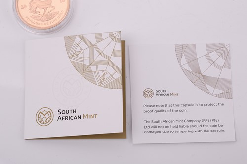 Lot 398 - A 2018 Krugerrand 1-oz Gold proof coin in a...