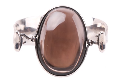 Lot 204 - Georg Jensen - 'Arm Ring' with smokey quartz,...