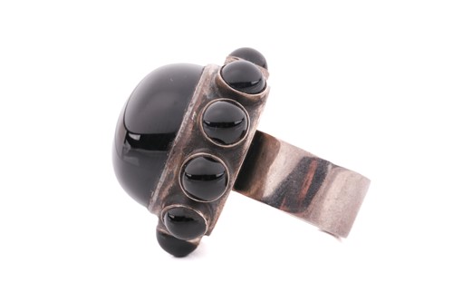 Lot 194 - Georg Jensen - a large onyx cocktail ring,...