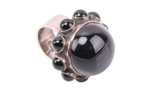 Lot 194 - Georg Jensen - a large onyx cocktail ring,...
