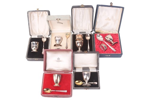 Lot 409 - Asprey; a cased silver egg cup and spoon,...