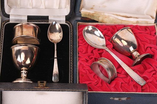 Lot 409 - Asprey; a cased silver egg cup and spoon,...