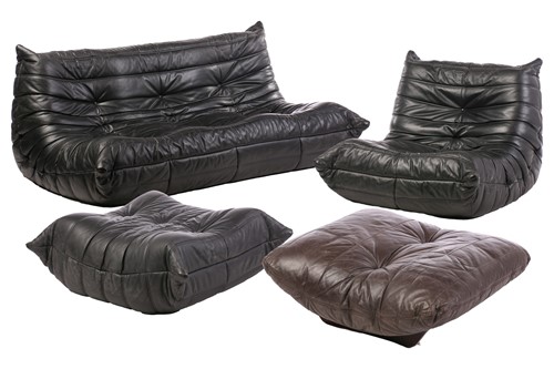 Lot 148 - A Ligne Roset 'Togo' leather lounge suite,...