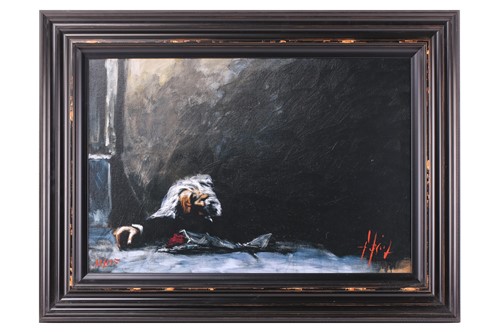 Lot 58 - Fabian Perez (b. 1967) Argentinian, 'Waiting...