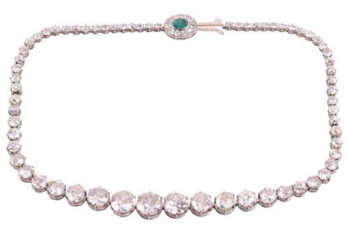 Lot 256 - A French diamond Riviere necklace circa 1930s,...