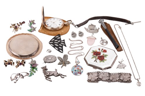 Lot 104 - A collection of jewellery; including a silver...