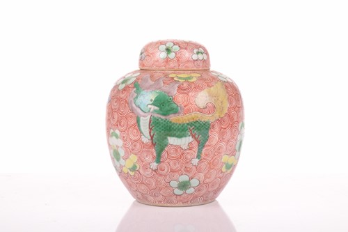 Lot 86 - A Chinese Famile Vert porcelain ginger jar and...