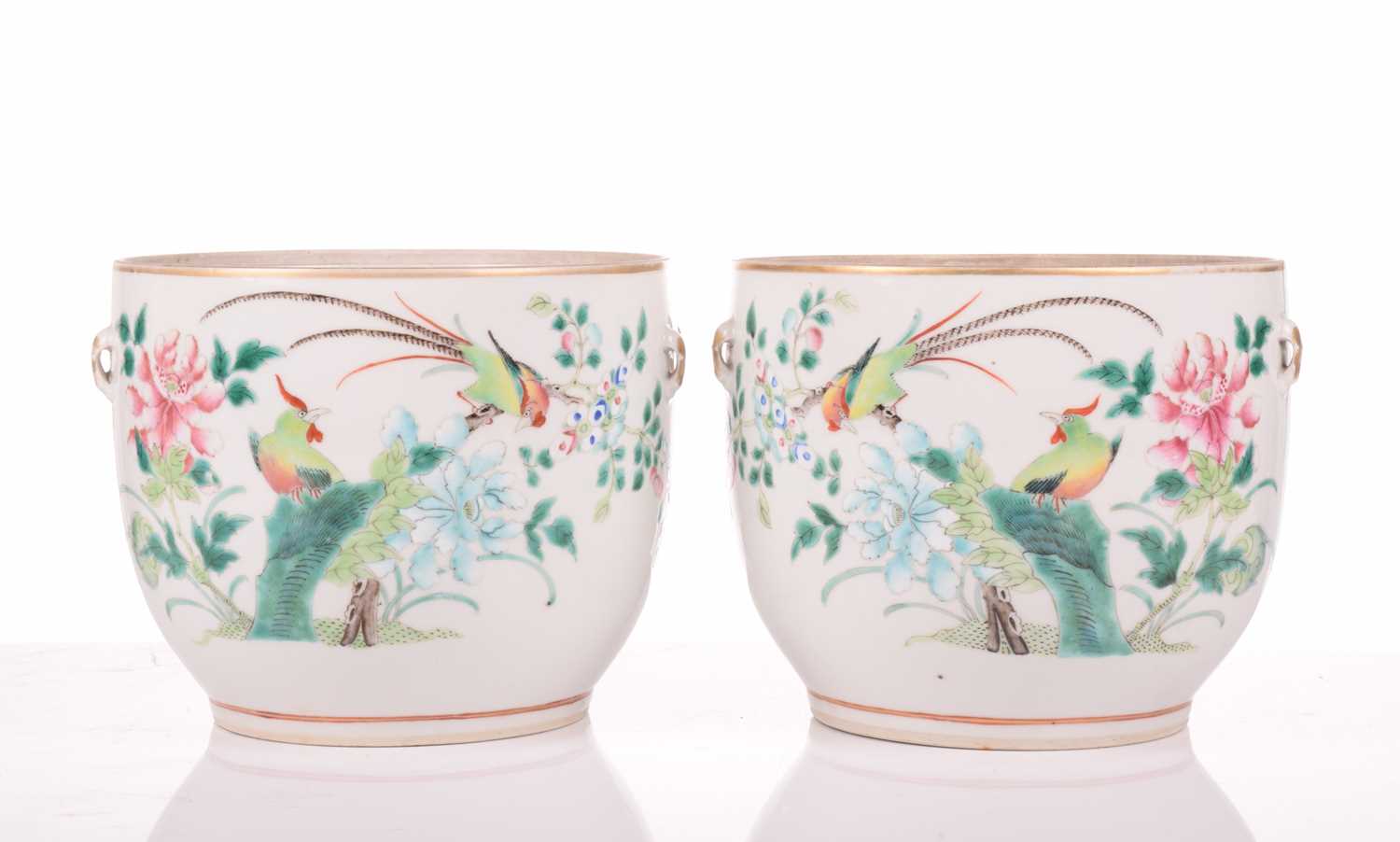 Lot 97 - A pair of Chinese Famile Rose porcelain cache...
