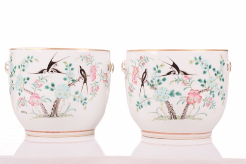 Lot 97 - A pair of Chinese Famile Rose porcelain cache...
