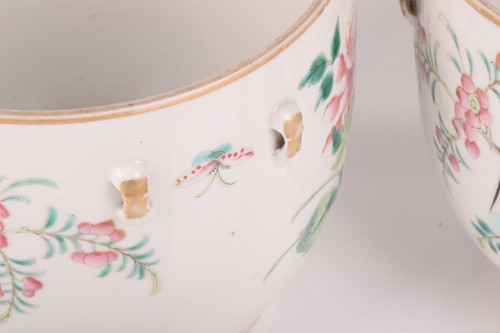 Lot 97 - A pair of Chinese Famile Rose porcelain cache...