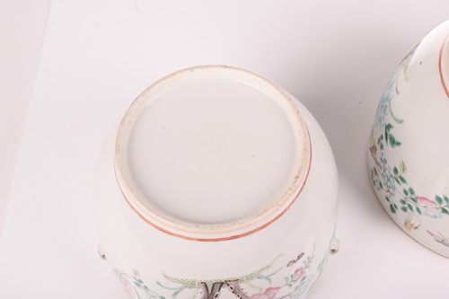 Lot 97 - A pair of Chinese Famile Rose porcelain cache...