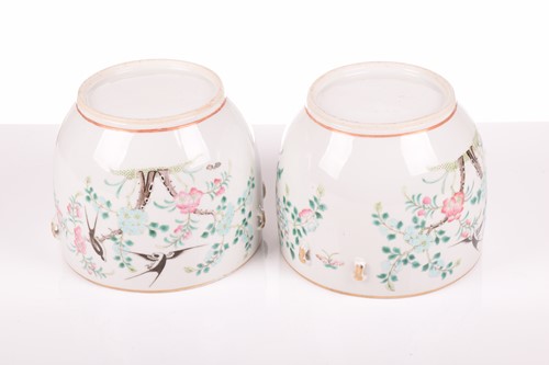 Lot 97 - A pair of Chinese Famile Rose porcelain cache...