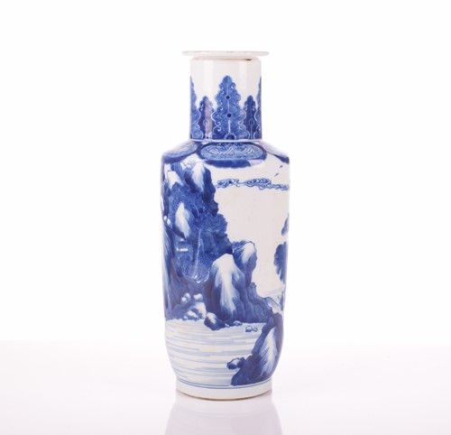 Lot 84 - A Chinese blue and white porcelain rouleau...