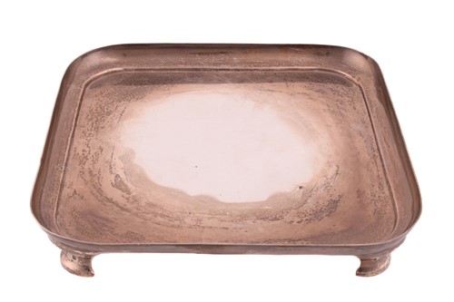 Lot 460 - A Scottish silver salver, square with rounded...