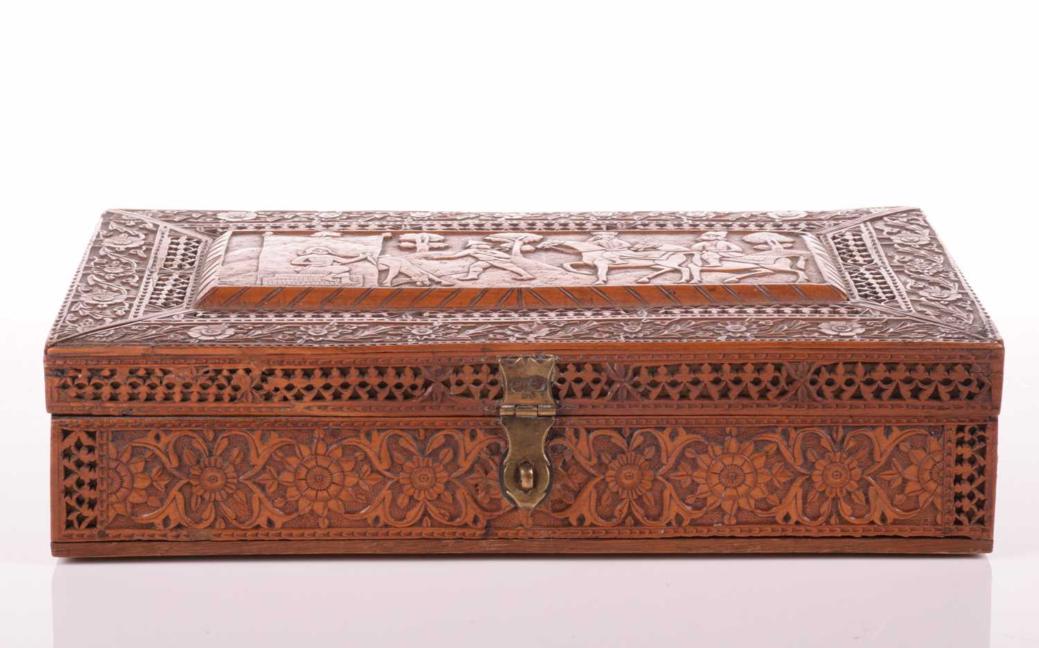 Lot 98 - A large finely carved Persian rectangular