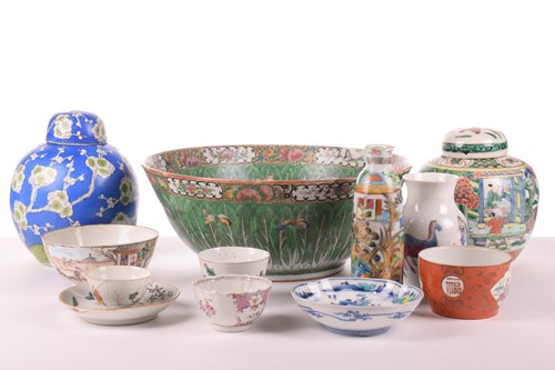 Lot 67 - A Chinese Famille Vert porcelain ginger jar...