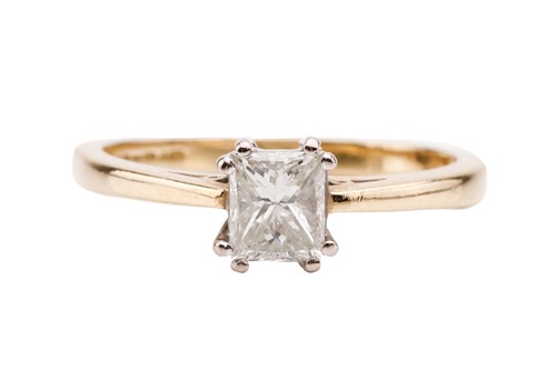 Lot 170 - A diamond solitaire ring, the radiant cut...