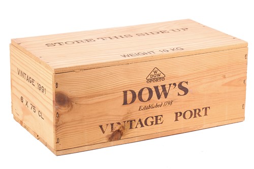 Lot 206 - A wooden case of 1991 Dow's Port, (6 bottles)