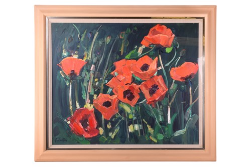 Lot 230 - James Fullarton (b.1946), 'Red Poppies',...