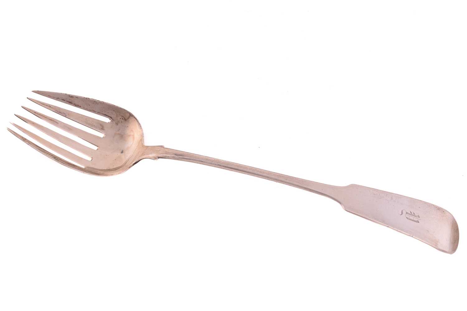 An Irish III silver sixprong serving fork, Old