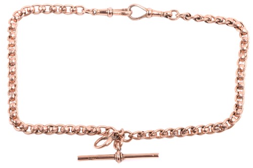 Lot 229 - An Albert chain in 9ct rose gold, comprising a...