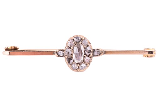 Lot 58 - A rose cut diamond cluster bar brooch,...