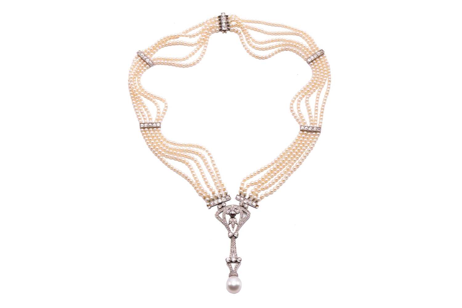 Lot 247 - A Belle Époque cultured pearl necklace with...
