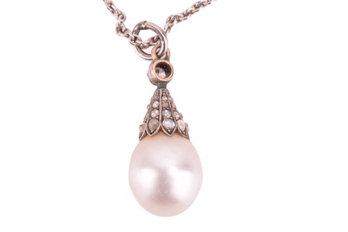 Lot 20 - A late Victorian pearl and diamond pendant,...