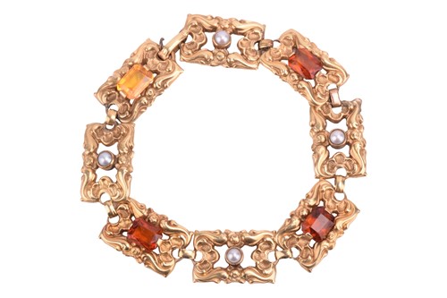 Lot 67 - An Art Nouveau gem-set bracelet, eight...