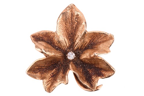 Lot 234 - Tiffany & Co. - A diamond leaf brooch,...