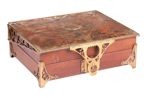 Lot 322 - A German Jugendstil table/ document box,...